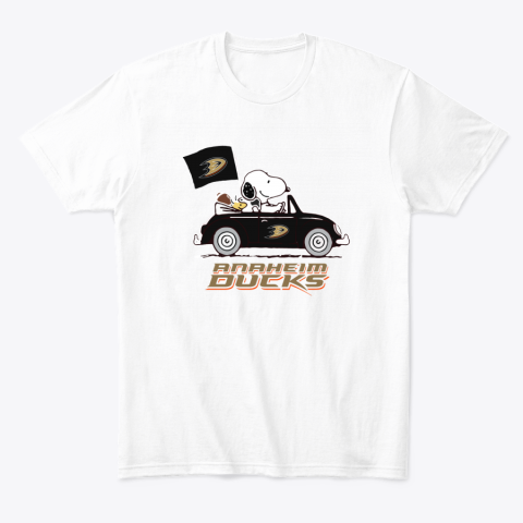 ck0r snoopy and woodstock ride the aheim ducks car classic t shirt 2 front white
