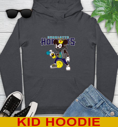 Charlotte Hornets NBA Basketball Mickey Peace Sign Sports Youth Hoodie 9