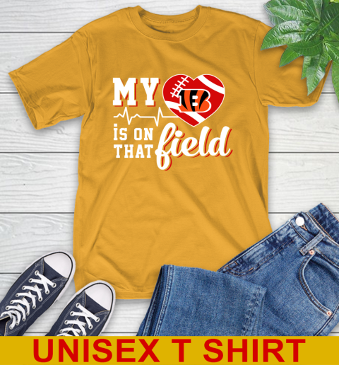 NFL My Heart Is On That Field Football Sports Cincinnati Bengals T-Shirt 2