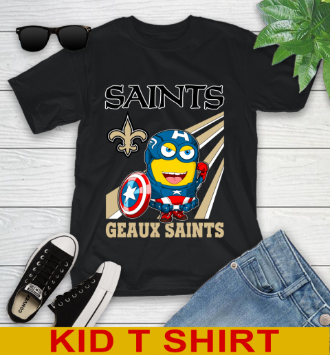 NFL Football New Orleans Saints Captain America Marvel Avengers Minion Shirt Youth T-Shirt