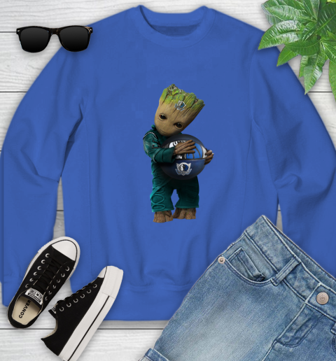 NBA Groot Guardians Of The Galaxy Basketball Sports Dallas Mavericks Youth Sweatshirt 8