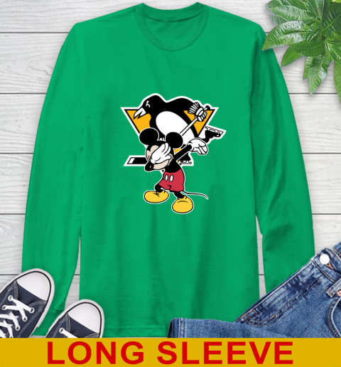 Pittsburgh Penguins NHL Hockey Dabbing Mickey Disney Sports Long Sleeve T-Shirt 7