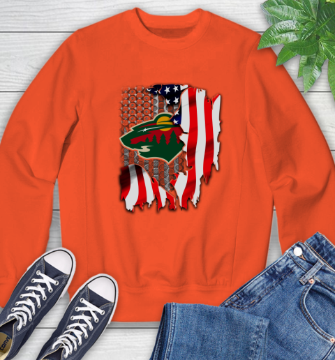 Minnesota Wild NHL Hockey American Flag Sweatshirt 3