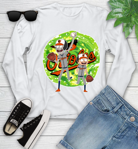 MLB Baltimore Orioles Rick And Morty Baseball Sports Youth Long Sleeve