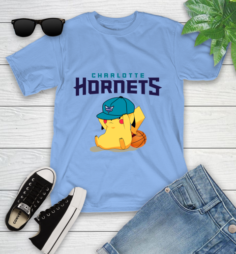NBA Pikachu Basketball Sports Charlotte Hornets Youth T-Shirt 11
