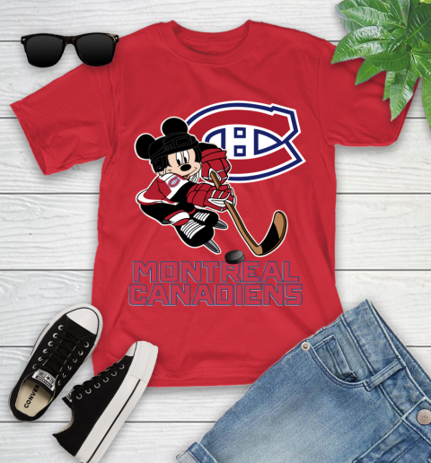 NHL Montreal Canadiens Mickey Mouse Disney Hockey T Shirt Youth T-Shirt 10