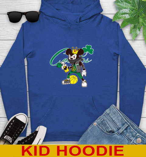 Boston Celtics NBA Basketball Mickey Peace Sign Sports Youth Hoodie 10