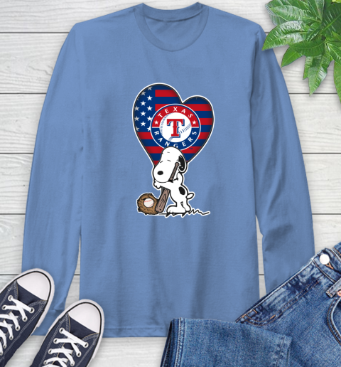 Texas Rangers MLB Baseball The Peanuts Movie Adorable Snoopy Long Sleeve T-Shirt 11