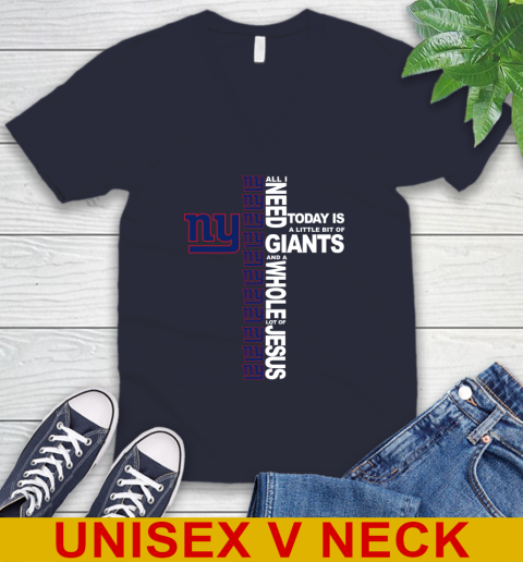 NFL All I Need Today Is A Little Bit Of New York Giants Cross Shirt V-Neck T-Shirt 2