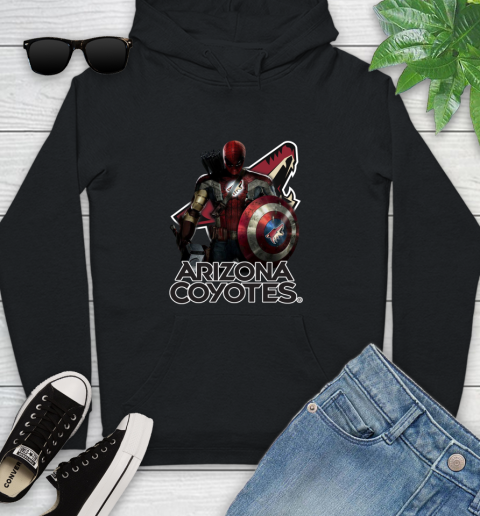 NHL Captain America Thor Spider Man Hawkeye Avengers Endgame Hockey Arizona Coyotes Youth Hoodie 2