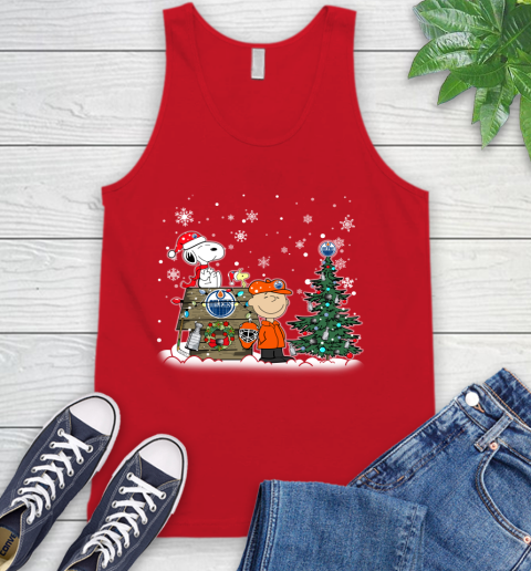NHL Edmonton Oilers Snoopy Charlie Brown Woodstock Christmas Stanley Cup Hockey Tank Top 5