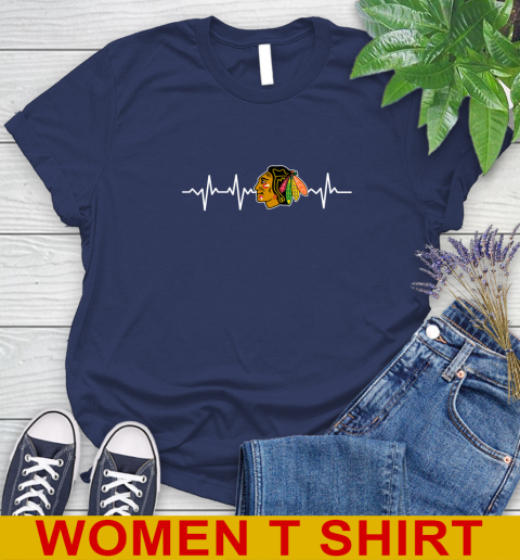 Chicago Blackhawks NHL Hockey Heart Beat Shirt Women's T-Shirt 12
