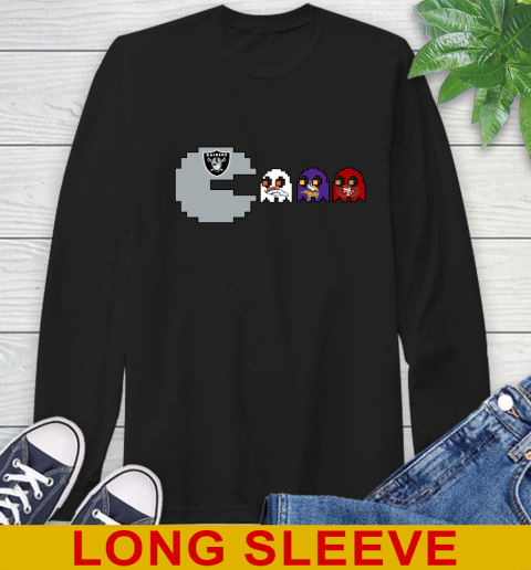 Oakland Raiders NFL Football Pac Man Champion Long Sleeve T-Shirt 2