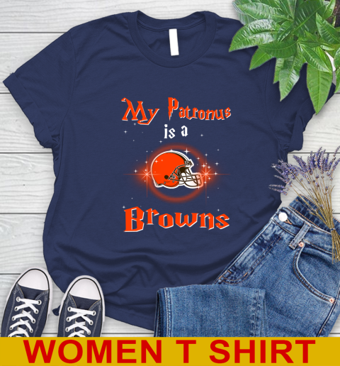 NFL Football Harry Potter My Patronus Is A Cleveland Browns Women's T-Shirt 12