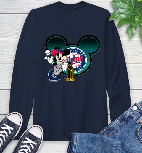 MLB Minnesota Twins The Commissioner's Trophy Mickey Mouse Disney Long Sleeve T-Shirt 4