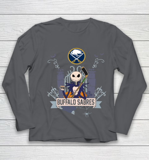 NHL Buffalo Sabres Hockey Jack Skellington Halloween Youth Long Sleeve 6
