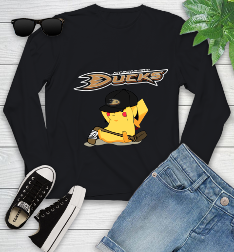 NHL Pikachu Hockey Sports Anaheim Ducks Youth Long Sleeve 2