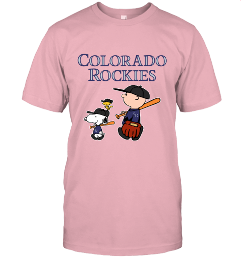 Colorado Rockies Let's Play Baseball Together Snoopy MLB Unisex Jersey Tee