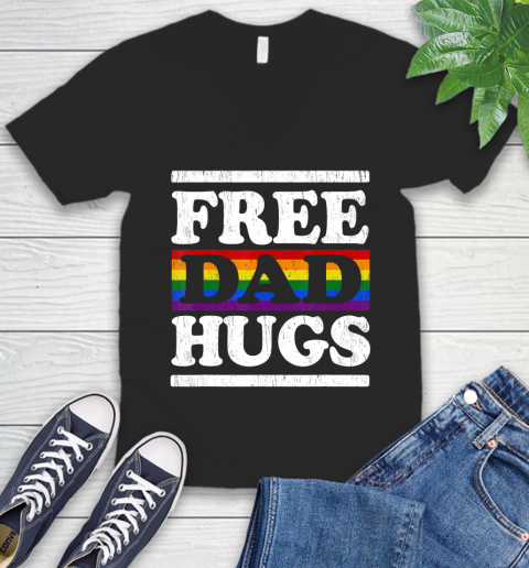 Nurse Shirt Vintage Free dad hugs rainbow Love LGBT Gay lesbian pride T Shirt V-Neck T-Shirt
