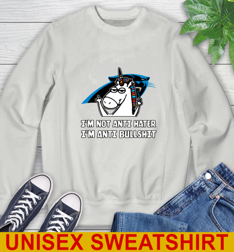 Carolina Panthers NFL Football Unicorn I'm Not Anti Hater I'm Anti Bullshit Sweatshirt 5