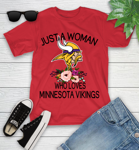 NFL Just A Woman Who Loves Minnesota Vikings Football Sports Youth T-Shirt 8