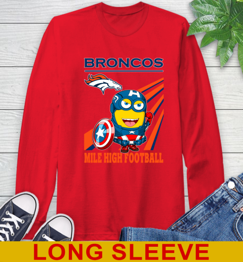 NFL Football Denver Broncos Captain America Marvel Avengers Minion Shirt Long Sleeve T-Shirt 12