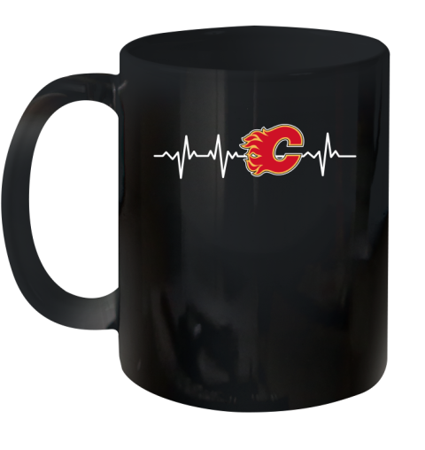 Calgary Flames NHL Hockey Heart Beat Shirt Ceramic Mug 11oz