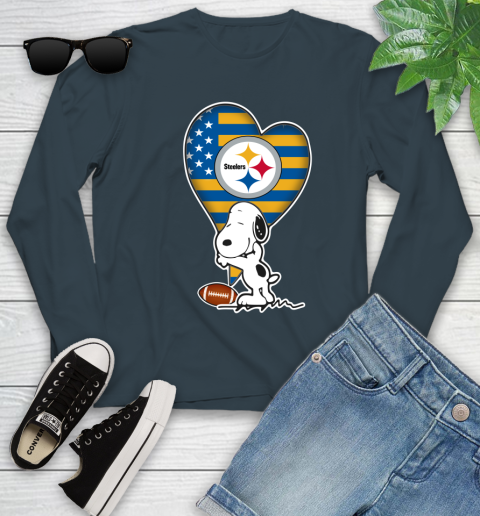 Pittsburgh Steelers NFL Football The Peanuts Movie Adorable Snoopy Youth Long Sleeve 8