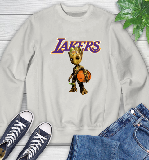 Los Angeles Lakers NBA Basketball Groot Marvel Guardians Of The Galaxy Sweatshirt 12