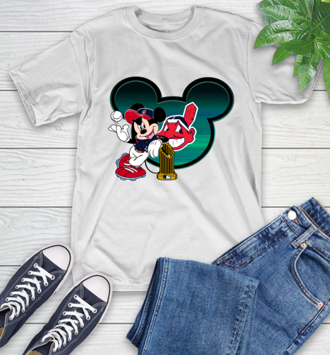 MLB Cleveland Indians The Commissioner's Trophy Mickey Mouse Disney T-Shirt