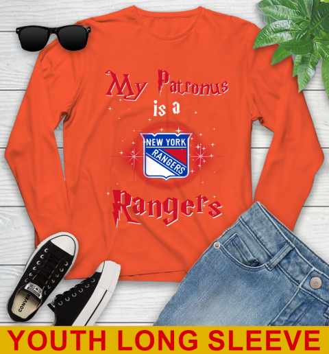 NHL Hockey Harry Potter My Patronus Is A New York Rangers Youth Long Sleeve 3