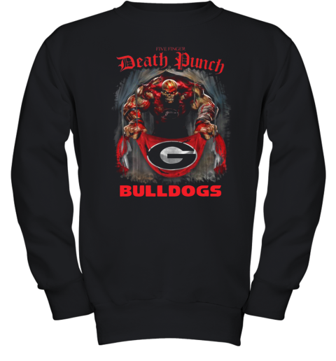 Five Finger Death Punch Or 5FDP Holding Georgia Bulldogs Youth Sweatshirt