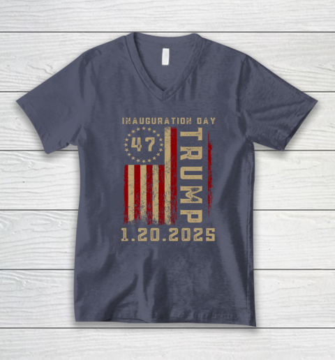 Donald Trump Inauguration Day 2025 47th President 47 US Flag V-Neck T-Shirt 6