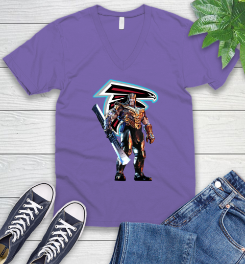 NFL Thanos Gauntlet Avengers Endgame Football Atlanta Falcons V-Neck T-Shirt 10