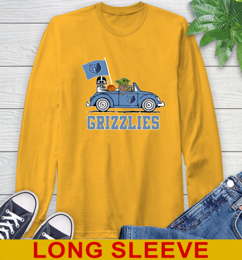 NBA Basketball Memphis Grizzlies Darth Vader Baby Yoda Driving Star Wars Shirt Long Sleeve T-Shirt 3