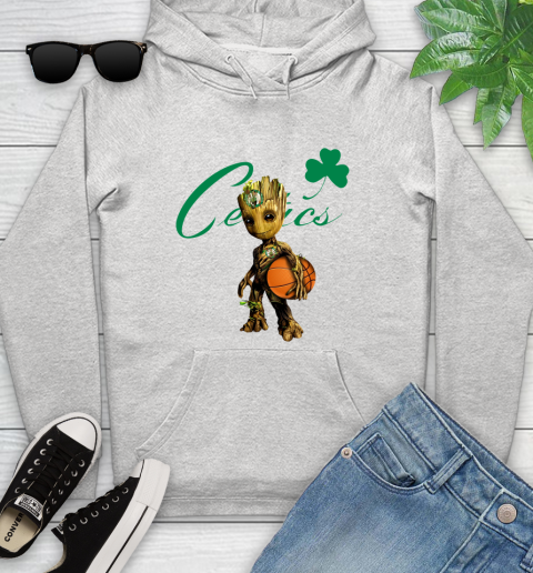 Boston Celtics NBA Basketball Groot Marvel Guardians Of The Galaxy Youth Hoodie