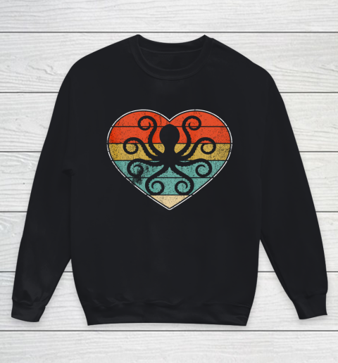 Retro Vintage Octopus Heart Shirt Valentine Gift Youth Sweatshirt