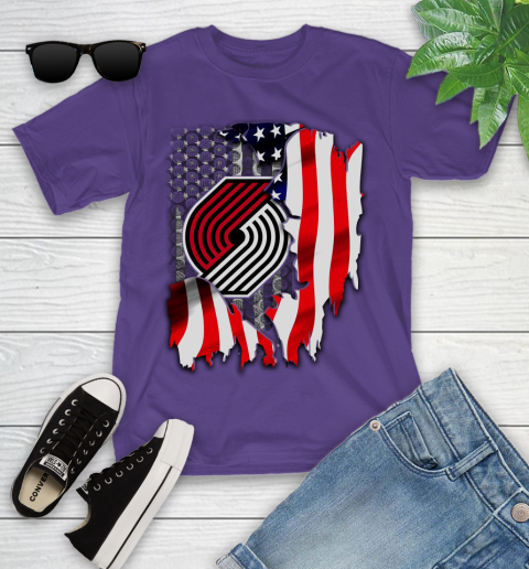 Portland Trail Blazers NBA Basketball American Flag Youth T-Shirt 3
