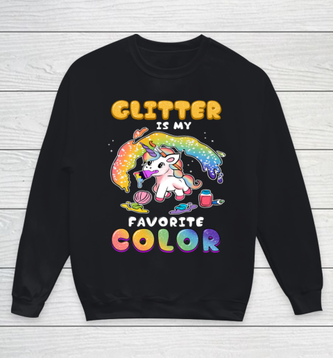 Cute Funny Glitter Is My Favorite Color Unicorn Rainbow Youth Sweatshirt