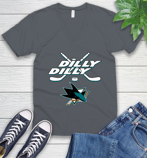 NHL San Jose Sharks Dilly Dilly Hockey Sports V-Neck T-Shirt 5