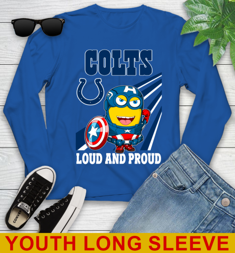 NFL Football Indianapolis Colts Captain America Marvel Avengers Minion Shirt Youth Long Sleeve 10