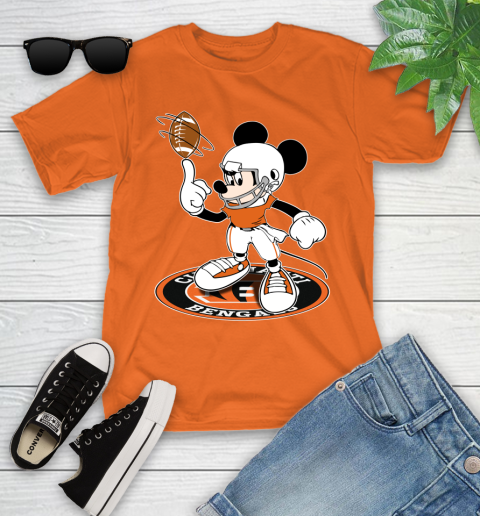 NFL Football Cincinnati Bengals Cheerful Mickey Disney Shirt Youth T-Shirt 7