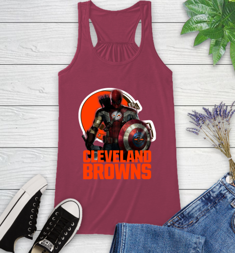 NFL Captain America Thor Spider Man Hawkeye Avengers Endgame Football Cleveland Browns Racerback Tank 8