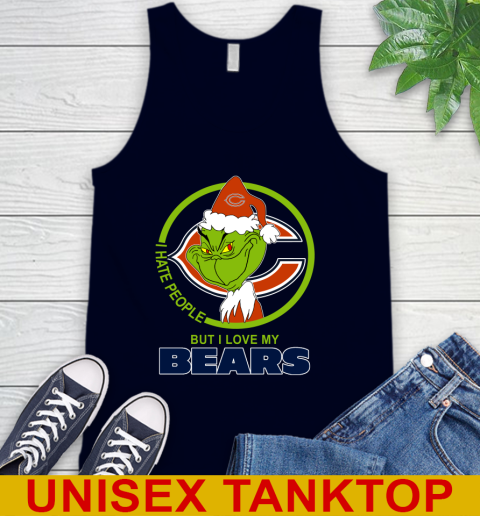 Chicago Bears NFL Christmas Grinch I Hate People But I Love My Favorite Football Team Tank Top 3