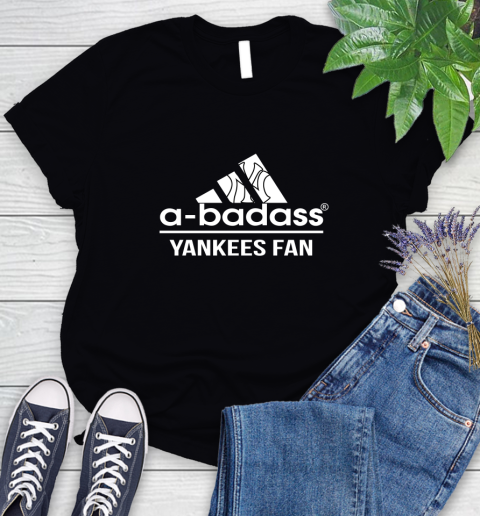 MLB A Badass New York Yankees Fan Adidas Baseball Sports Women's T-Shirt