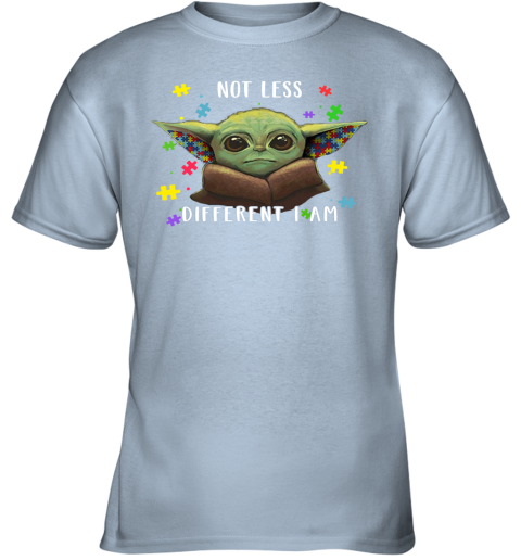 ngxv not less different i am baby yoda autism awareness shirts youth t shirt 26 front light blue