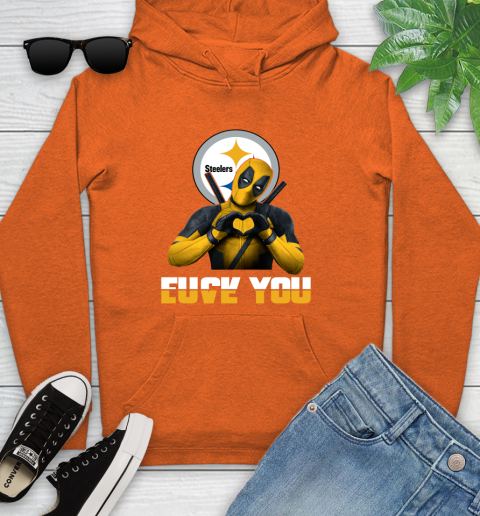 NHL Pittsburgh Steelers Deadpool Love You Fuck You Football Sports Youth Hoodie 4