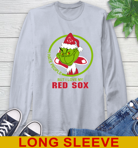 Boston Red Sox MLB Christmas Grinch I Hate People But I Love My Favorite Baseball Team Long Sleeve T-Shirt 6
