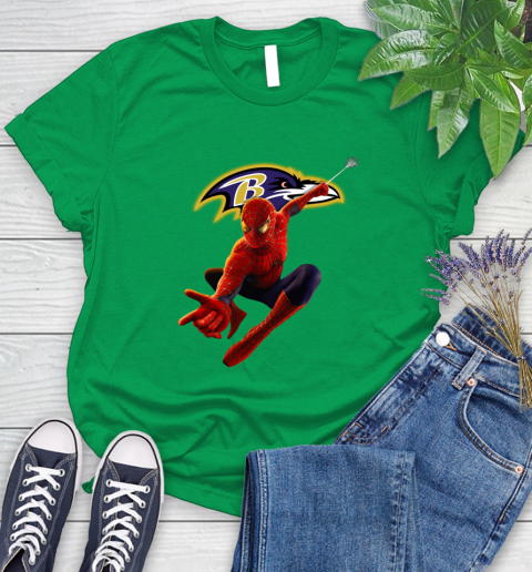 NFL Spider Man Avengers Endgame Football Baltimore Ravens Women's T-Shirt 6