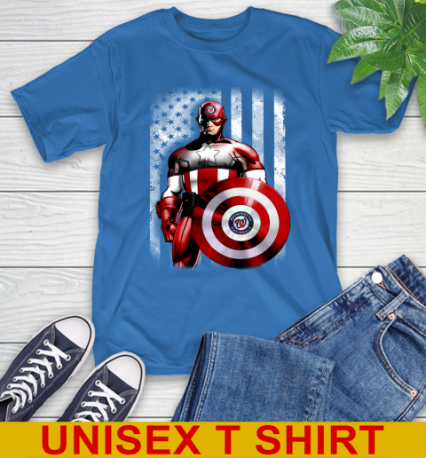 Washington Nationals MLB Baseball Captain America Marvel Avengers American Flag Shirt T-Shirt 11